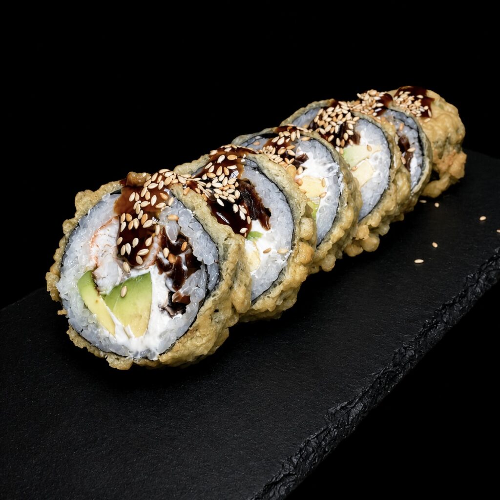 Futomaki z węgorzem w tempurze